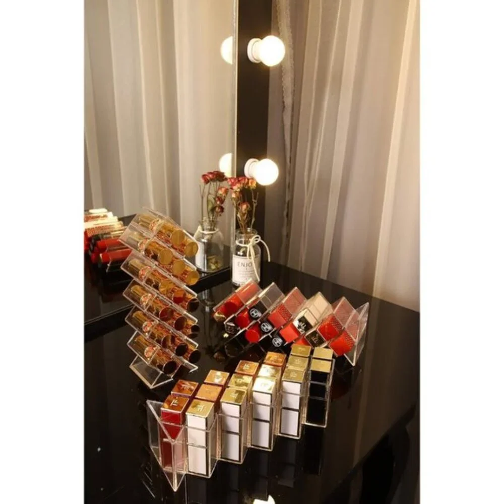48-Slot Acrylic Lipstick Holder Organizer, Stackable Fish Shape Display - 3 Pack